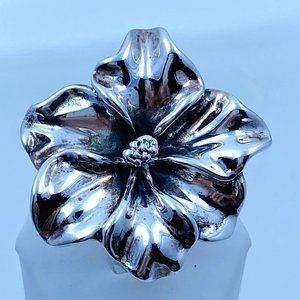 STERLING FLOWER Statement Ring Size 8.25